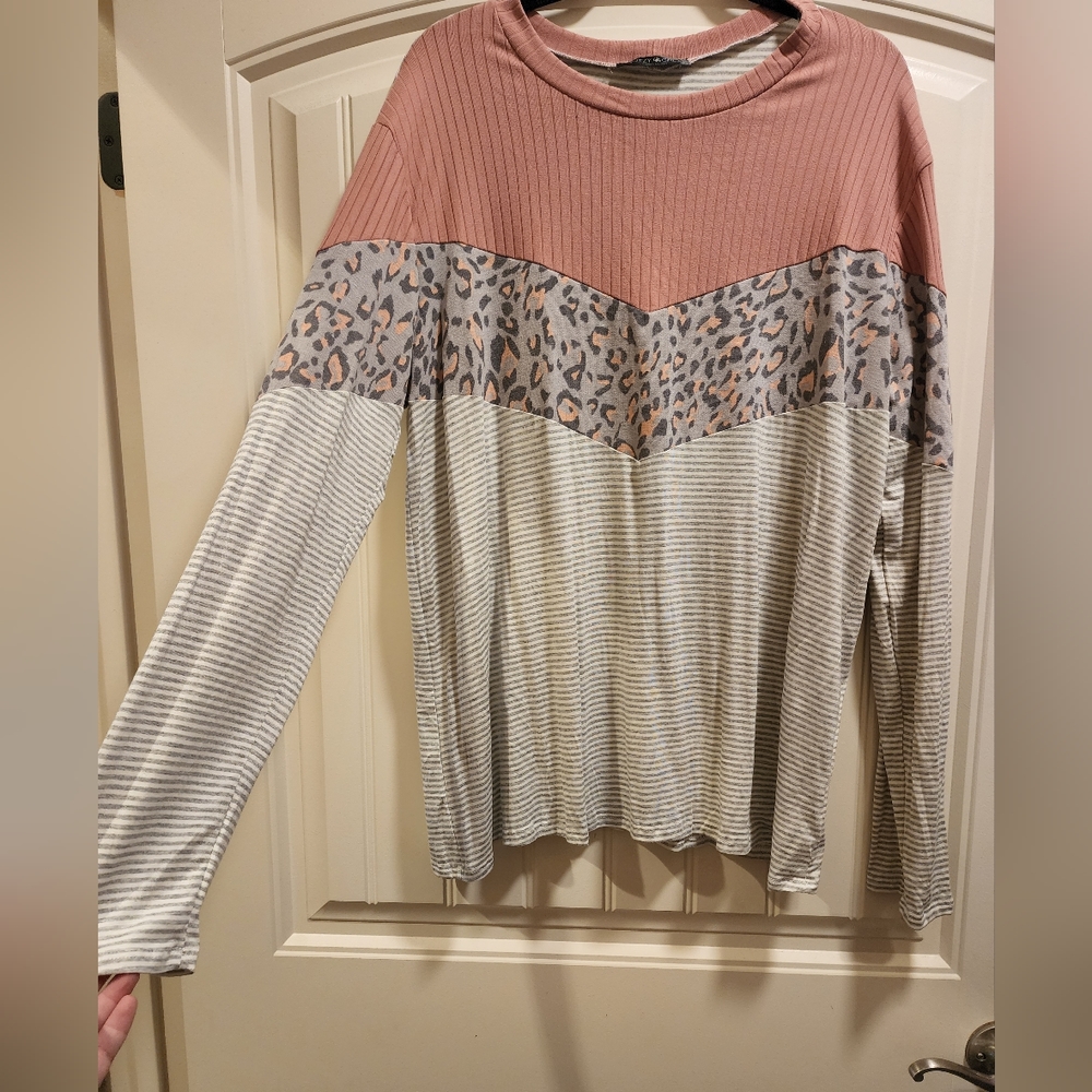 Glitzy Girlz Leopard/Stripe Long Sleeve